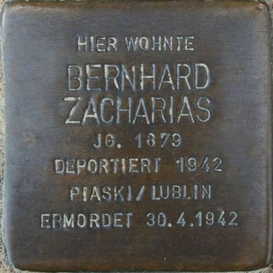 Stolperstein à la mémoire de Bernhard Zacharias