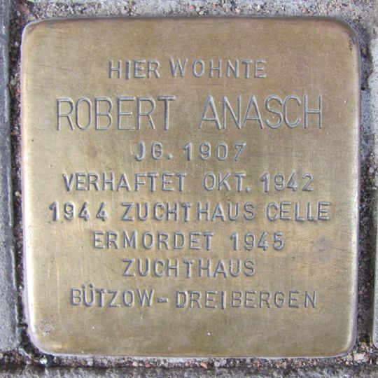 Stolperstein à la mémoire de Robert Anasch