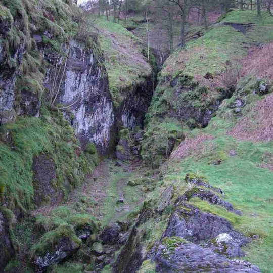 Odin Mine nucleated lead mine and ore works, 350m WNW of Knowlegates Farm