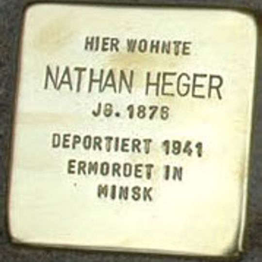 Stolperstein dedicated to Nathan Heger