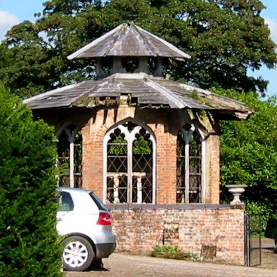 Game larder to the centre of the service court at Combermere Abbey