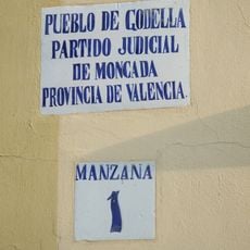 Ceramic street signs at Santa Maria Magdalena square, Godella