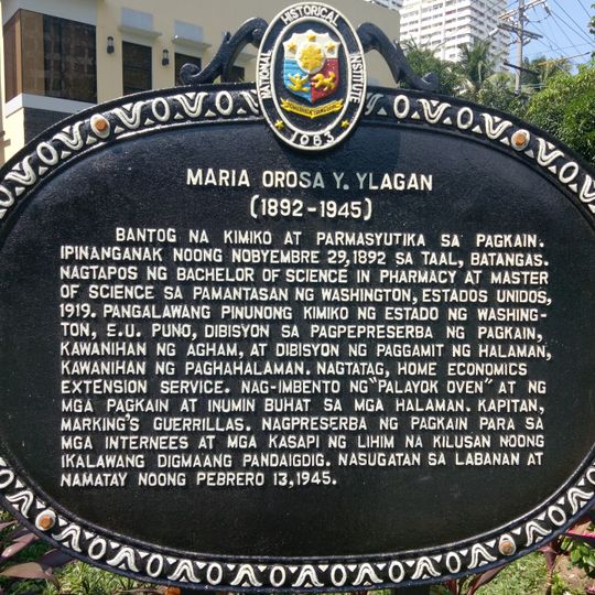 Maria Orosa y Ylagan historical marker