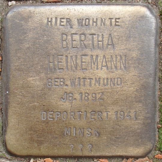 Stolperstein dedicated to Bertha Heinemann