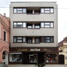 Apartment building with shops