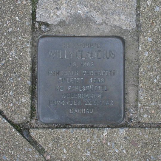Stolperstein dedicated to Willy Claudius