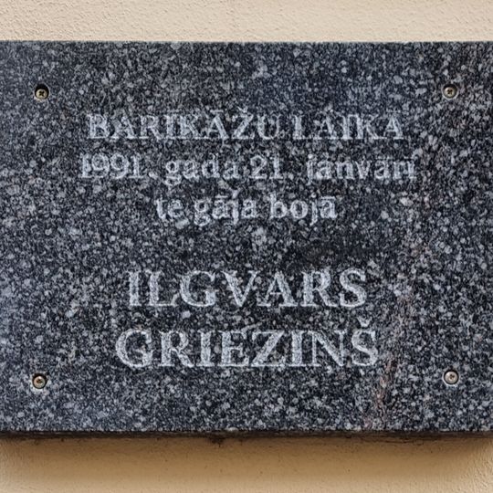Commemorative plaque to Ilgvars Griezins