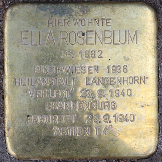 Stolperstein dedicated to Ella Rosenblum