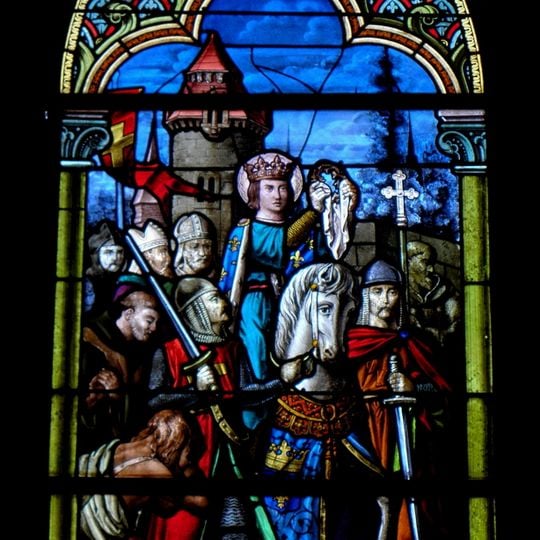 Louis IX of France on stained-glass window of Saint-Pierre