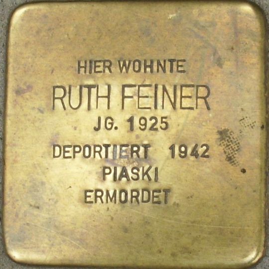 Stolperstein dedicated to Ruth Feiner