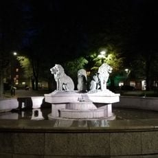 Fountain with lions in Zambrów