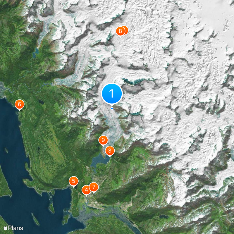 Glaciar Mendenhall Mapa