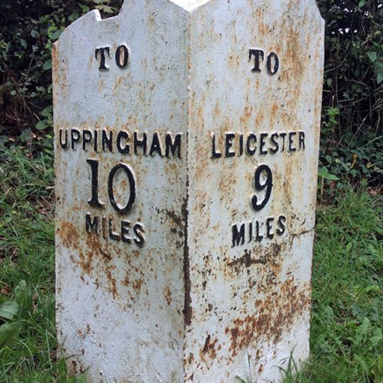 Milepost, Uppingham road, by The Coplow Centre, E end of village
