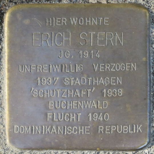 Stolperstein dedicated to Erich Stern