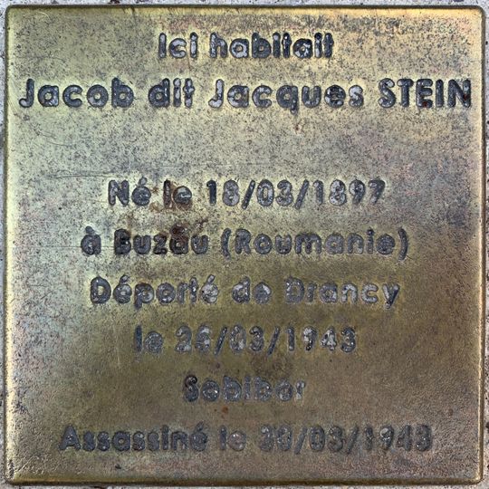 Stoleperstein à la mémoire de Jacques Stein