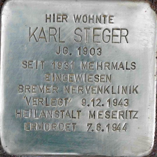 Stolperstein dedicated to Karl Steger