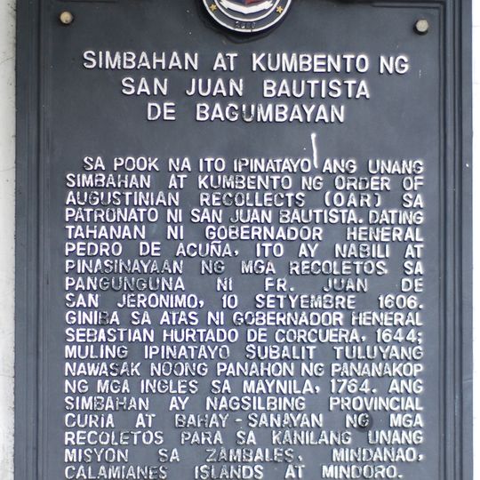 Church and Convent of Saint John the Baptist of Bagumbayan historical marker