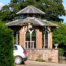 Game larder to the centre of the service court at Combermere Abbey