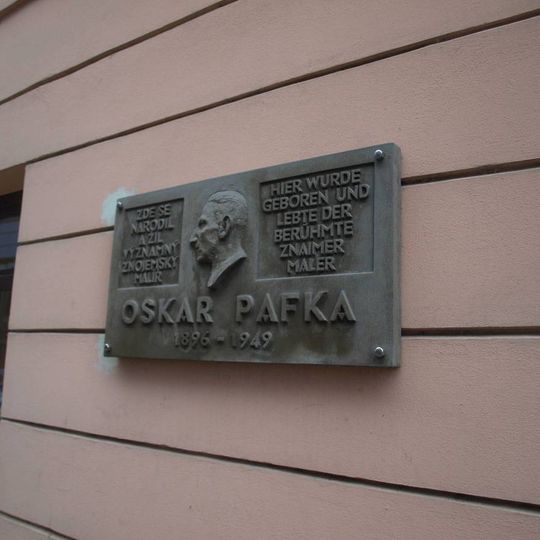 Plaque to Oskar Pafka in Znojmo