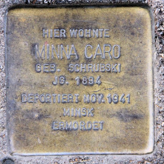 Stolperstein dedicated to Minna Caro