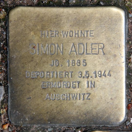 Stolperstein dedicated to Simon Adler