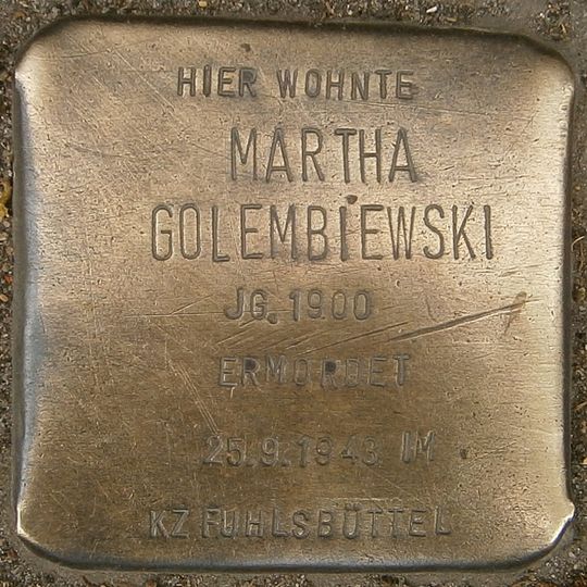 Stolperstein dedicated to Martha Golembiewski