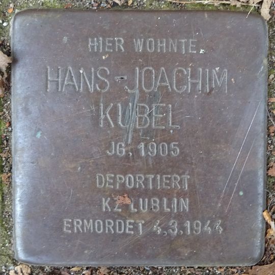 Stolperstein en memoria de Hans-Joachim Kubel