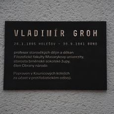 Pamětní deska Vladimíra Groha v Brně