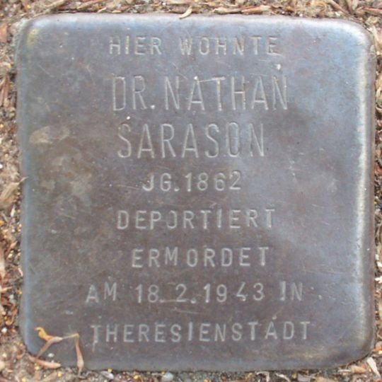 Stolperstein dedicated to Nathan Mendel Sarason
