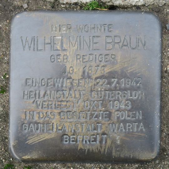 Stolperstein à la mémoire de Wilhelmine Braun