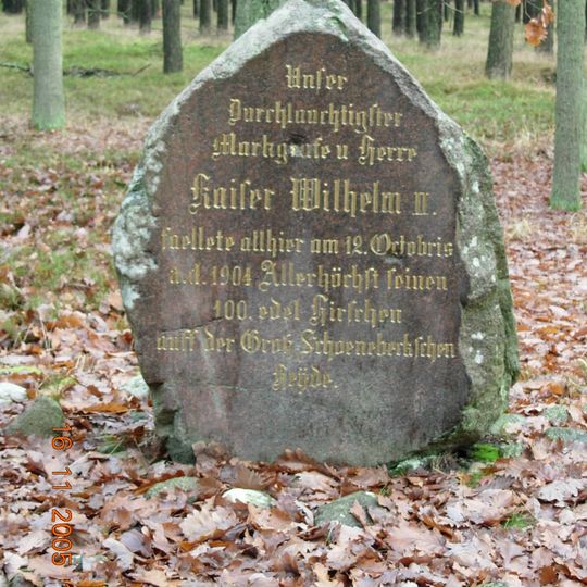 Gedenkstein, Jagd des 100.Rothirsch, Wilhelm II.
