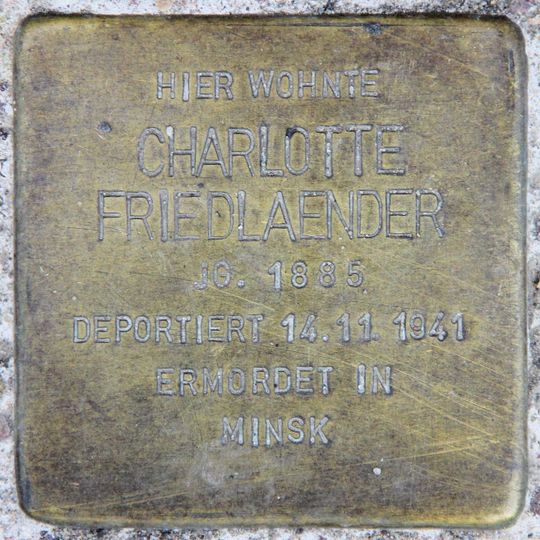 Stolperstein en memoria de Charlotte Friedlaender