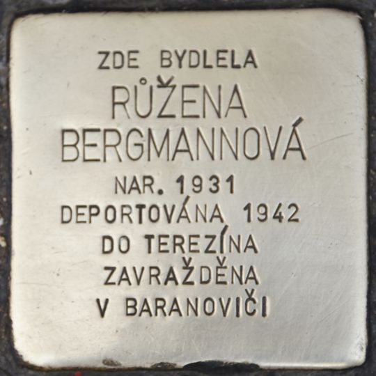 Stolperstein à la mémoire de Růžena Bergmannová