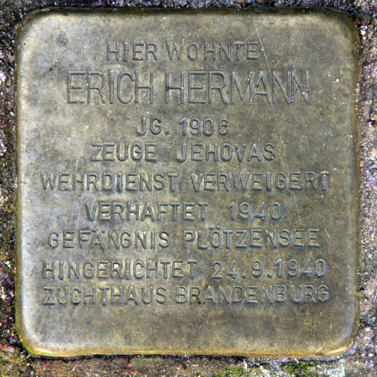 Stolperstein dedicated to Erich Hermann