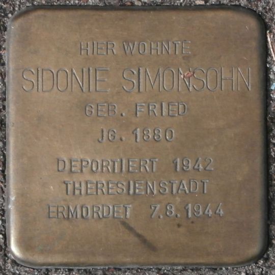 Stolperstein em memória de Sidonie Simonsohn