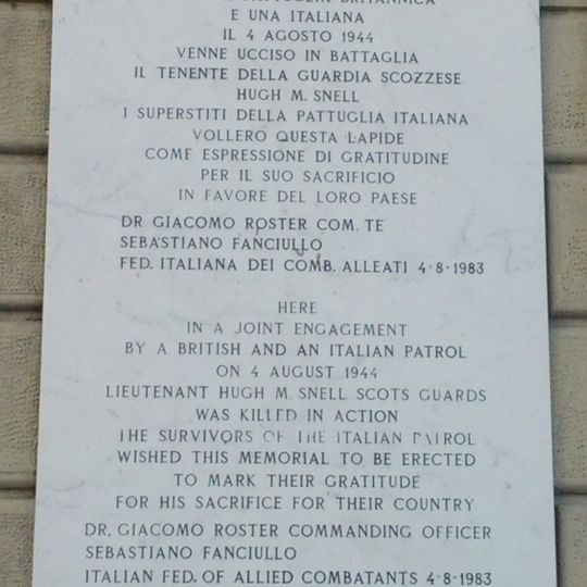 Lastra al Tenente della Guardia Scozzese Hugh M. Snell
