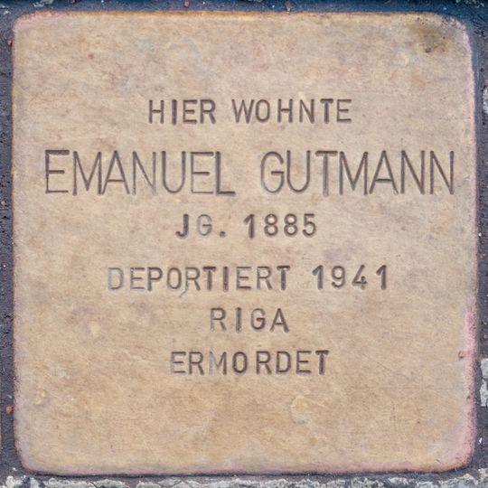 Stolperstein dedicated to Emanuel Gutmann