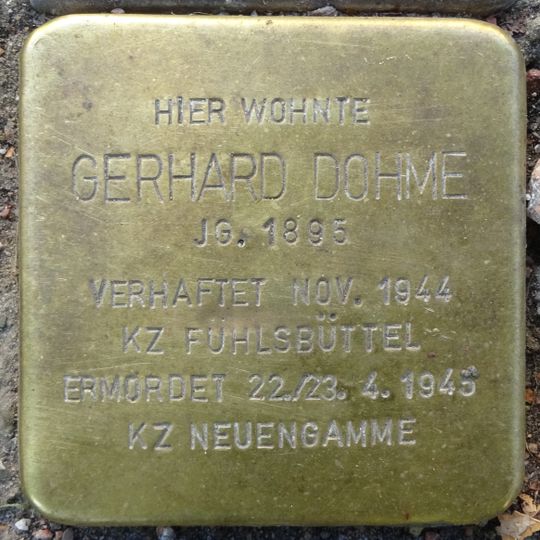 Stolperstein dedicated to Gerhard Dohme