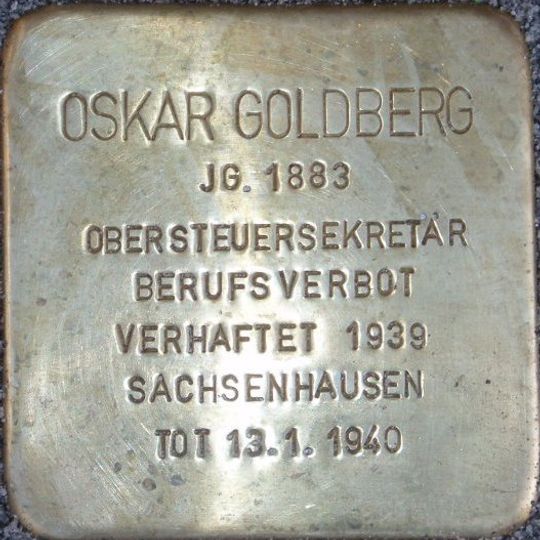 Stolperstein en memoria de Oskar Goldberg