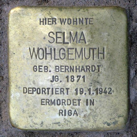 Stolperstein für Selma Wohlgemuth