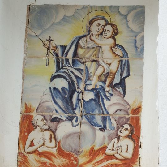 Ceramic panel of Our Lady of the Rosary