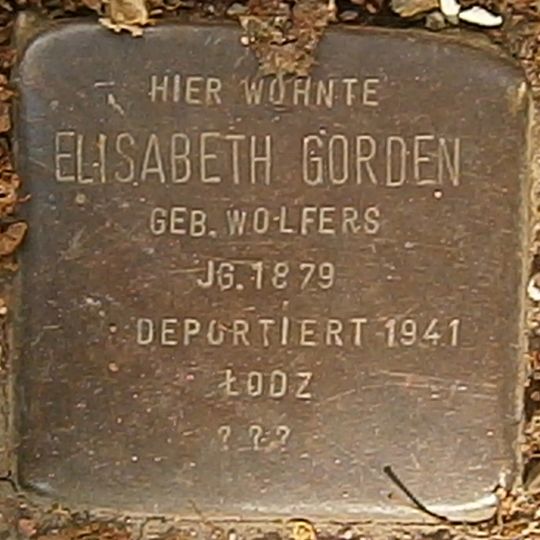 Stolperstein dedicated to Elisabeth Gorden