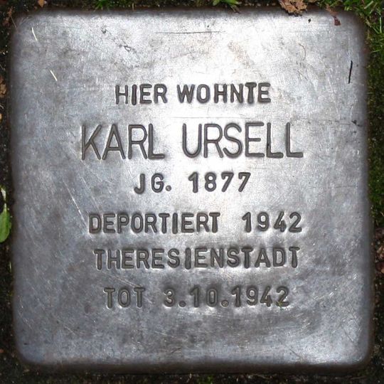 Stolperstein dedicated to Karl Ursell
