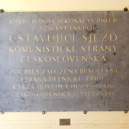 Plaque to founding congress of Czechoslovak Communist Party
