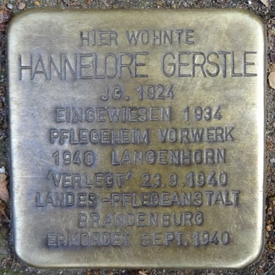 Stolperstein dedicated to Hannelore Gerstle
