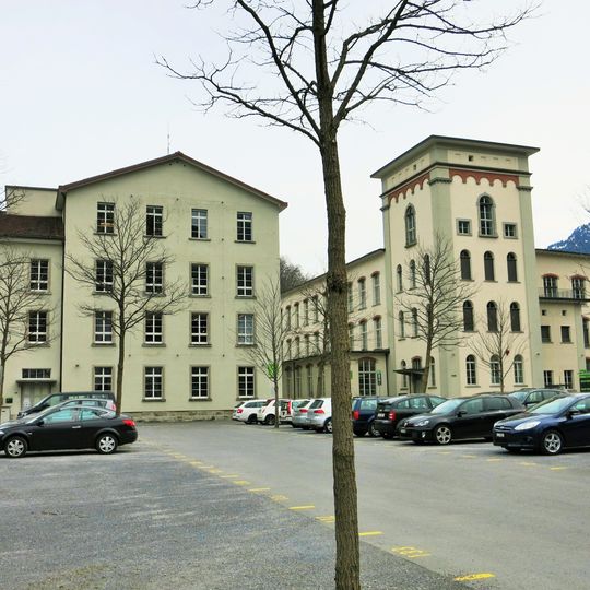 Industriesiedlung Jenny & Co. mit Fabrikgebäuden, Verwaltungsgebäude, Fabrikantenvilla, Kost- und Wohnhäuser, Wasserturm, Weiher und Kanal