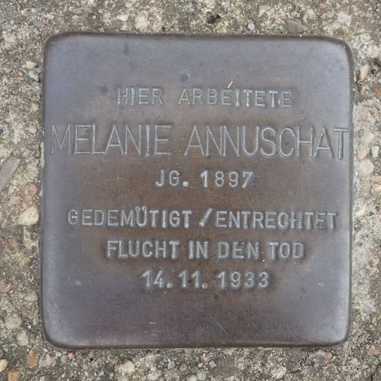 Stolperstein dedicated to Melanie Annuschat