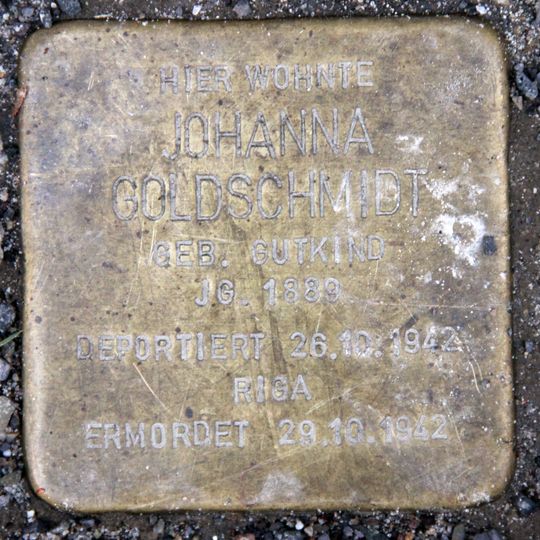 Stolperstein dedicated to Johanna Goldschmidt