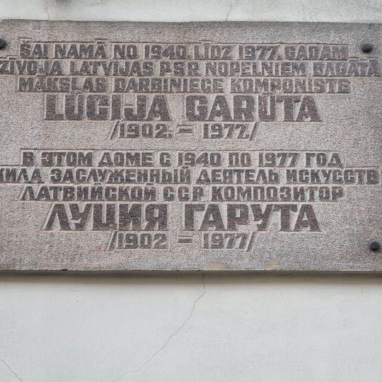 Commemorative plaque to Lucija Garuta