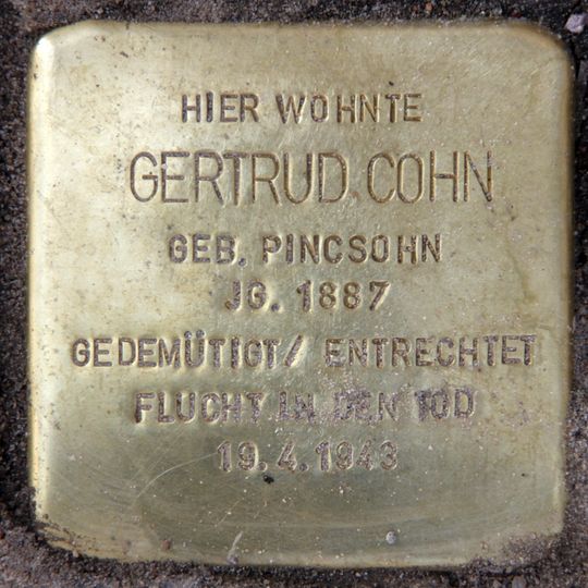 Stolperstein dedicated to Gertrud Cohn